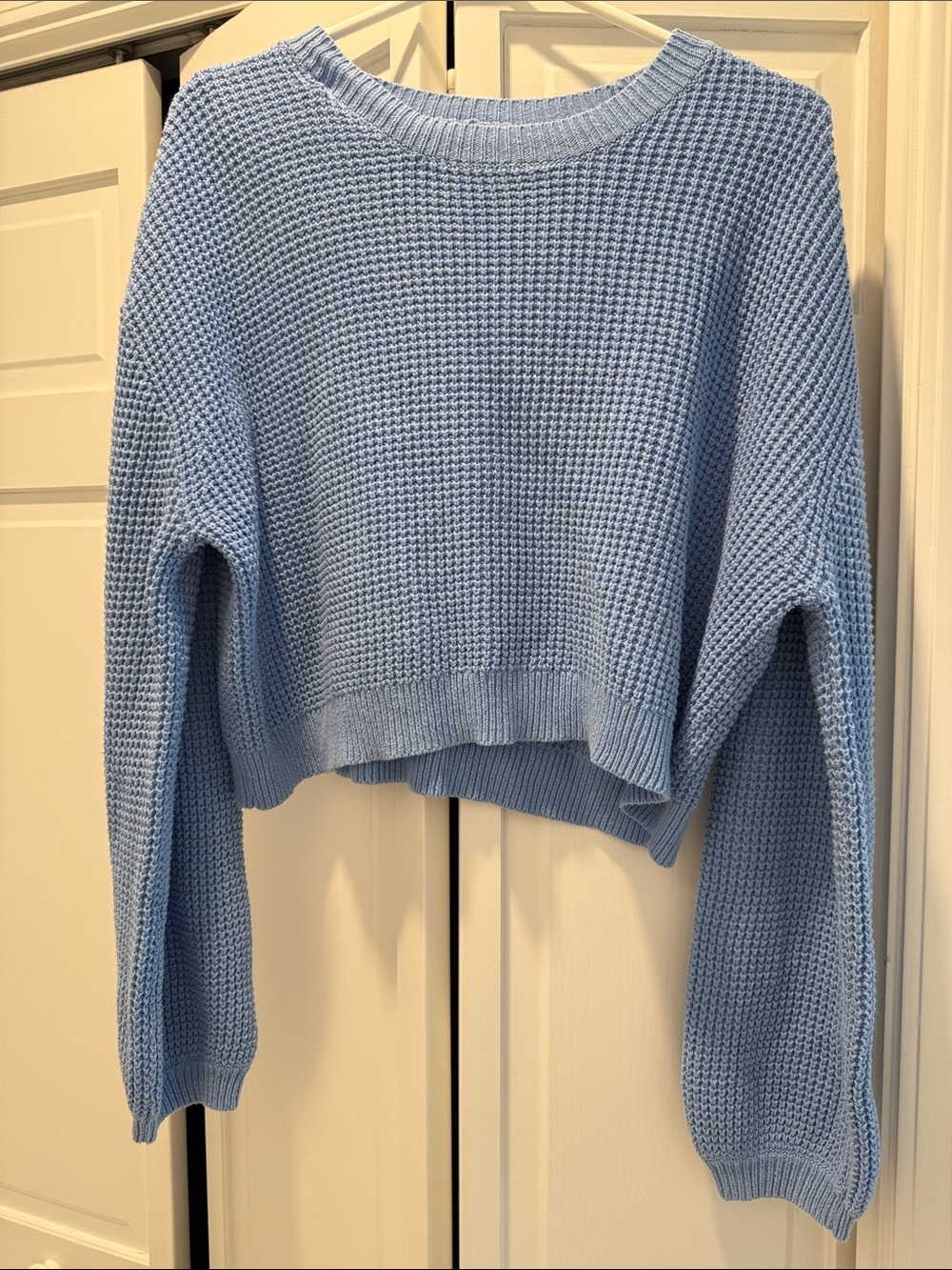 L.A. Hearts Light Blue Waffle Knit Cropped Sweater - Women (small)
